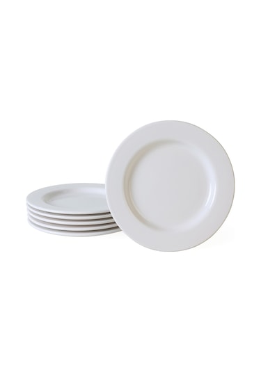 Keramika Beyaz Assos Pasta Tabağı 22 Cm 6 Adet 006 Beyaz