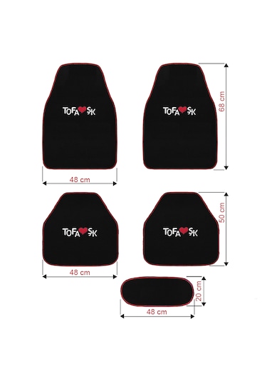 Tofaş Şahin Doğan Kartal Siyah Renk Oto Halı Paspas Seti + Yüksek Torpido Koruma Kaplama Halısı