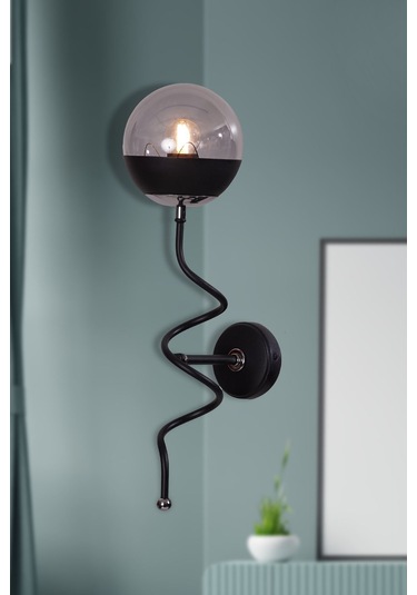 Luzarana Stella Krom-siyah Metal Gövde Füme Camlı Tasarım Lüx Aplik Siyah