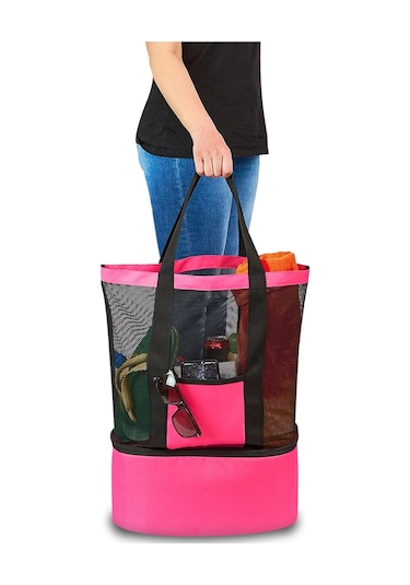 Plaj Çantası Kamp Piknik Termos Soğutuculu Soğuk Tutucu Çanta Buz Pembe