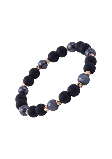 Oniks ve Hematit Taşlı Dorika Detaylı Bileklik