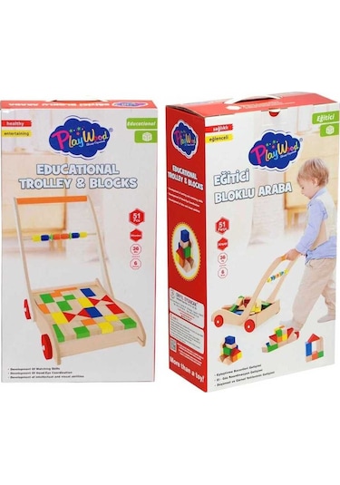 Playwood Ahşap Eğitici Bloklu Araba 373
