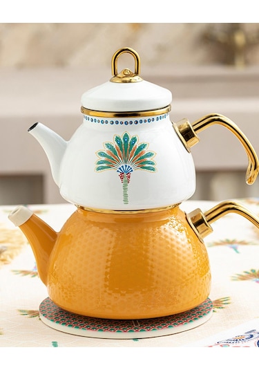 Exotic Palm Emaye Çaydanlık Sarı Sarı