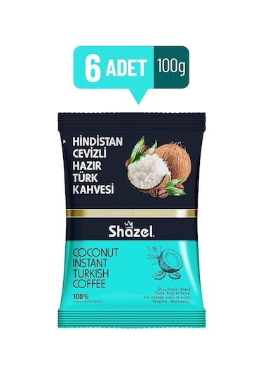 Shazel Hindistan Cevizli Hazır Türk Kahvesi 6 Adet 100 Gr