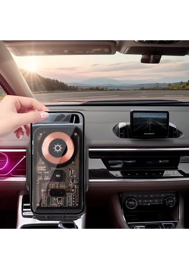 Honeybeeshop Siyah Araba Cep Telefonu Kablosuz Şarj Braketi 15w Hızlı Şarj Yerçekimi Algılama 360 Derece Döndürme Otomatik Açma Kapama