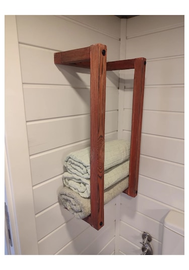 Masif Ahşap Eskitme Boyalı Banyo Havlu Askısı 2 Li Set Bronz