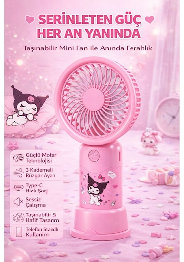 Mini Taşınabilir Fan Type-c Şarjlı El Tipi Soğutucu Sessiz Güçlü Fan