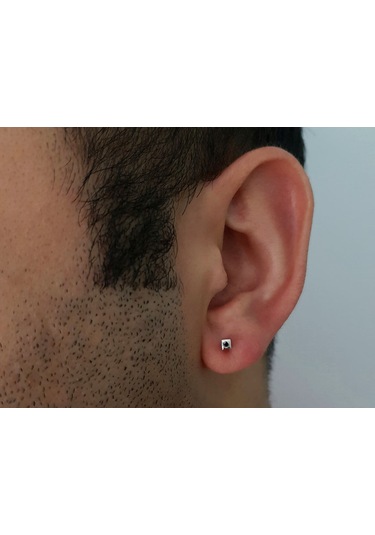 Sirius 0.02 Karat Siyah Pırlanta Tektaş Erkek Küpesi 0810E0026