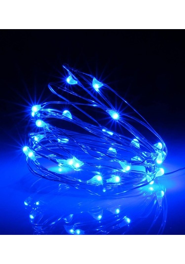 Ev Balkon Ve Parti İçin 10 Metre Pilli Mavi Renk Peri Led Yılbaşı Süsü Işık Mavi