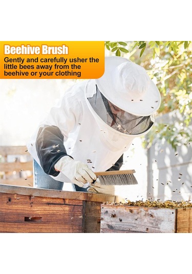 Xurunkeji Arıcılık İçin Arı Kovanı Aleti - J Kancası Ve Doğal At Kılı Arı Fırçası, Arı Kovanı Fırçası Arı Çerçevesi Kaldırıcı Ve Kazıyıcı