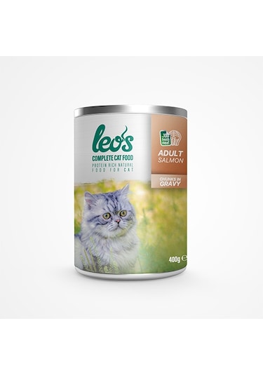 Leos Somon Parça Etli Soslu Konserve Yetişkin Kedi Maması 24 x 400 G
