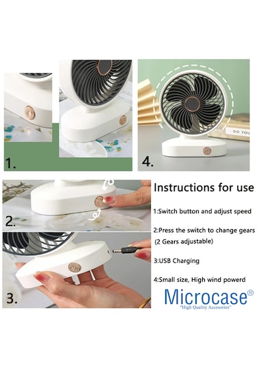 Microcase Fn36 Masaüstü Şarj Edilebilir Taşınabilir Mini Fan - Al5298