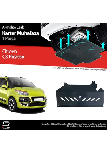 S-dizayn Citroen C3 Picasso Çelik Karter Muhafaza Koruma 2009-2012 A+ Kalite
