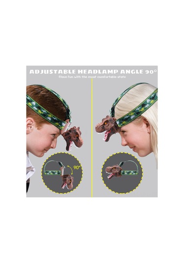 Dofolink Çocuklar İçin Dinozor Şekilli Şapka Feneri - Usb Şarjlı, Işıklı Ve Sesli, Outdoor Maceralar İçin Güvenli Oyuncak Çok Renkli