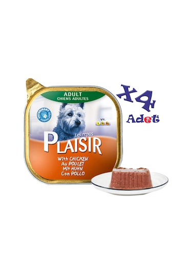 Plaisir Tavuklu Pate Konserve Yetişkin Köpek Maması 4 x 150 G