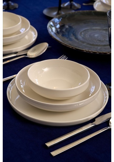 Heda Porselen Rüya Kırık Beyaz 18 Parça 6 Kişilik Porselen Yemek Takımı