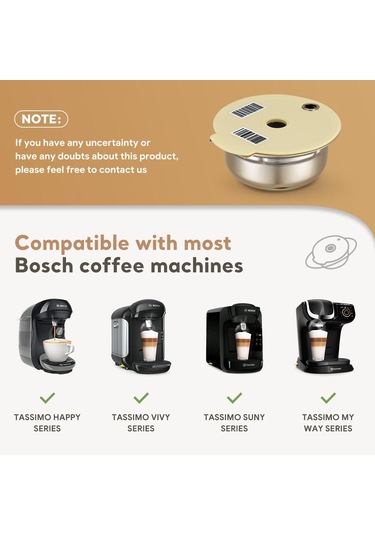 I Cafilas Ue2223 304 Paslanmaz Çelik Kahve Kapsülü Pod Doldurulabilir Filtre Silikon Kapak Bosch Tassimo Makinesi İçin 60/180/200/220ml 220ml+lids Diğer