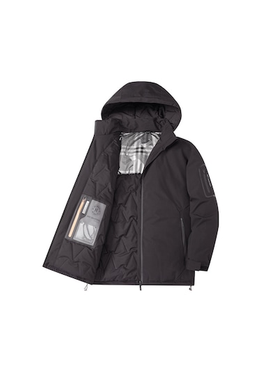 Büyük Beden Bol Kesim Günlük Kapüşonlu Erkek Pamuklu Ceket Siyah