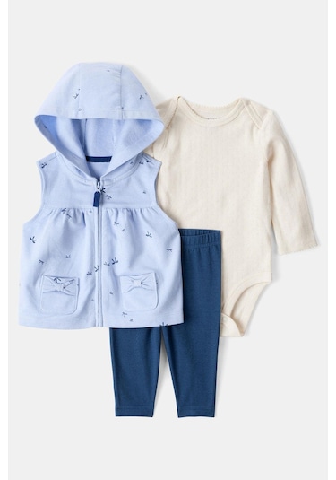Kız Bebek Yelekli Set Ctr-1t268310 Mavi