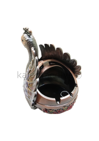 Swarovski Taşlı Tavus Kuşu Masaüstü Küllük - Gizli Hazneli Masaüs