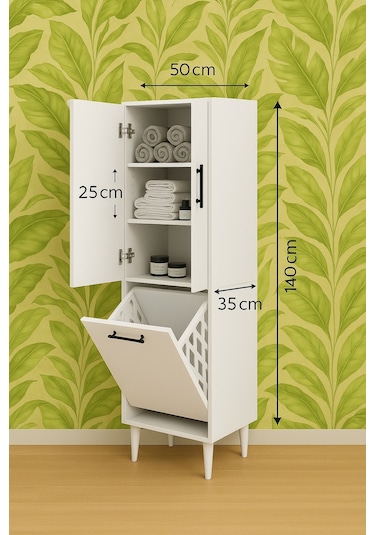 Kirli Sepetli 2 Kapaklı 3 Raflı Çok Amaçlı Ahşap Banyo Dolabı, Banyo Düzenleyici Çamaşır Sepeti Beyaz Kirli Sepetli 2 Kapaklı 3 Raflı Çok Amaçlı Ahşap Banyo Dolabı, Banyo Düzenleyici Çamaşır Sepeti Beyaz