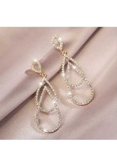 Girift Vintage Su Damlası Sallantılı Küpe Gri