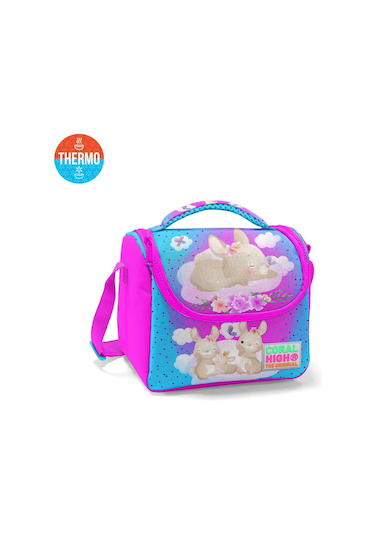 Coral High Kids Mavi Pembe Tavşan Desenli Thermo Beslenme Çantası 11736
