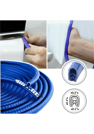 Oto Araç Kapı Koruma Fitili 5metre Parlak Mavi Renk Çarpma Çizilme Önleyici Fitil