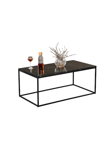 Cosco Siyah Mermer Orta Sehpa Metal & Orta Masa Royal/Metal Ayak