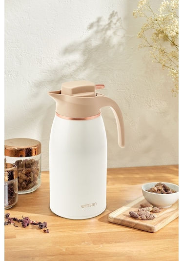 Gama 12 Saat Sıcak ve Soğuk Tutan Çelik Termos 2 Litre Beyaz