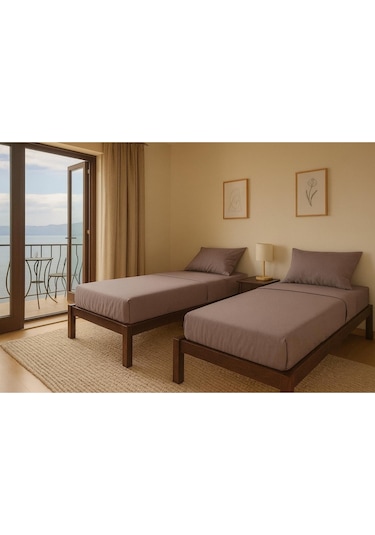 Doğal Masif Ahşap Butik Karyola Ceviz Renk Başlıksız 90x190