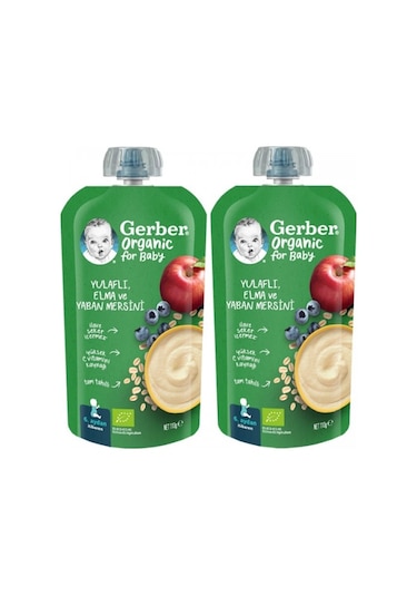 Gerber Organic Yulaflı Elma Ve Yaban Mersini Püresi 110g X 2 Ad PKT.GERBER.026