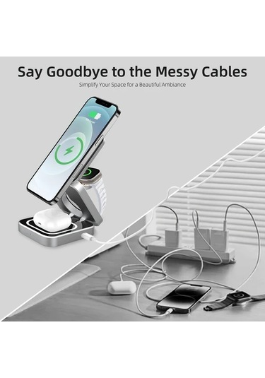 Topshop1 Derin Gri Katlanabilir Stand Hizli Sarj Usb Type C Seyahat Dostu 36v Telefon Kulaklik Saat