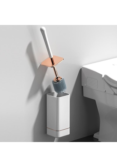 Beyaz Tuvalet Fırçası Ve Tutacağı, Ergonomik Uzun Saplı Zarif Klozet Fırça Seti, Dekor Temizleme Aksesuarları, Dayanıklı, Derin Temizlik