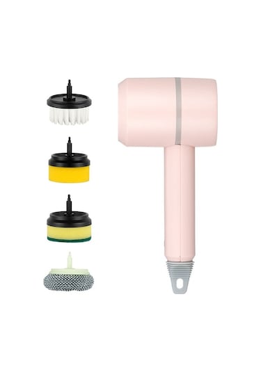 Fortunelane El Elektrikli Süpürge, Kablosuz, Mutfak/banyo, 4 Fırça, Pembe 1200mah Batarya