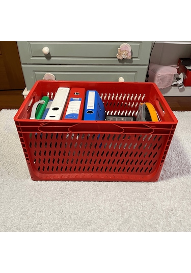 Alpbx Delikli Kırmızı Plastik Kasa 60x40x32 Cm - Sepet 65 Litre