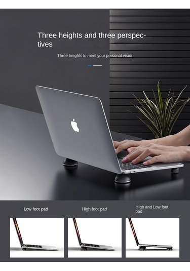 Dizüstü Bilgisayar Soğutma Pedi, Ergonomik Dizüstü Bilgisayar Küçük Görünmez Soğutma Topu Manyetik Ayak Siyah Üzerinde Duran