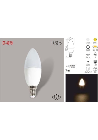Cata Ct-4079 5 Adet 7W Buji Led Ampul Lamba (454853875)