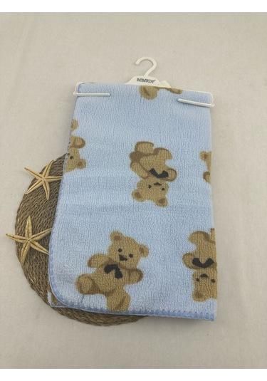 Ayı Desenli Velsoft Battaniye Mavi