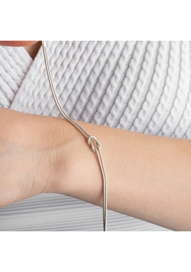 Vaoov 925 Ayar Gümüş Aşk Düğümü Çift Bilekliği Altın - Gümüş