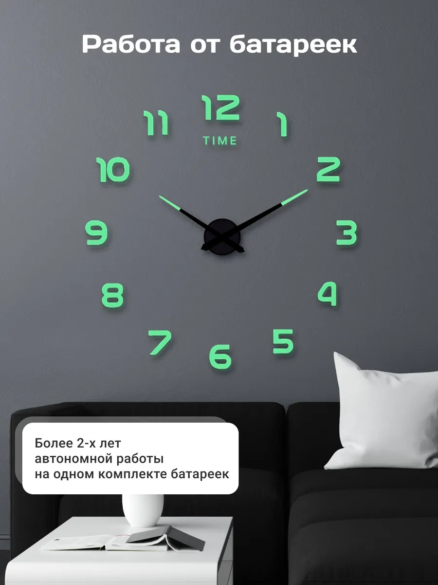 Artclock Karanlıkta Parlayan Rakamlarla İç Mekan Duvar Saati 263438405 Yeşil
