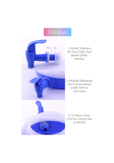 Musluklu Katlanır Su Bidonu Outdoor Akordiyon Kamp Çeşme Piknik Damacana İçecek Şişesi Kova Mavi