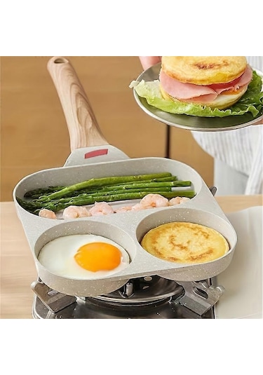 Adet Ev Tipi Dört Delikli Kızartma Tavası Mutfak Tavası Yapışmaz Tava Kahvaltı Yumurta Hamburger Küçük Kızartma Tavası Biftek Tencere Diğer