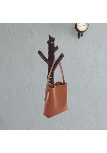 Suntek Dökme Demir Ağaç Dalı Duvar Askısı Hediyelik Giysi Kahverengi