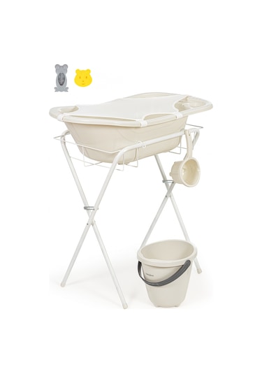 Babyjem Ayaklı Küvet Seti 7 Parça Kum Beji Çok Renkli