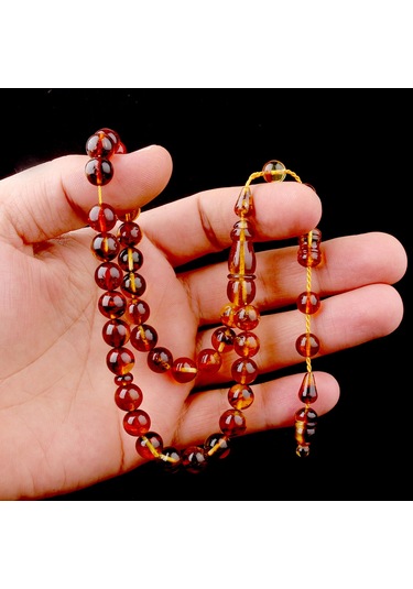 Küre Kesim Sistem Fosilli Damla Kehribar Tesbih