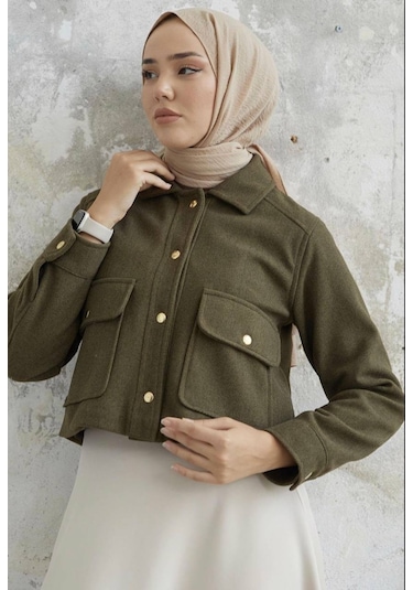 Kısa Cepli Kaşe Mont Haki