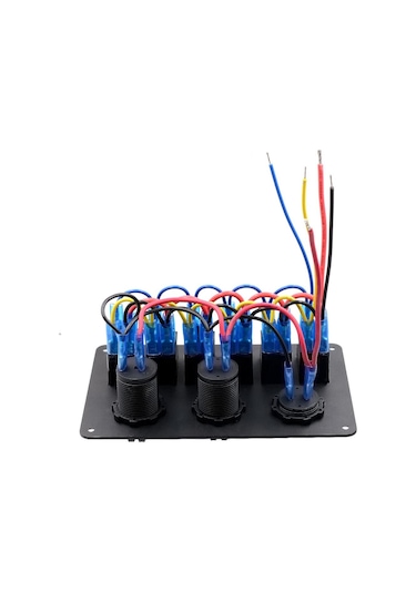 Sealux Switch Panel 6 Li 12V.Usb.Voltmetre 111X180Mm Mavi Ledli Mavi