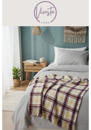 Scotch Battaniye 180 220 Cm Lüks, Yumuşacık Ve Sıcak Tutucu Konfor Battaniyesi Krem - Bordo