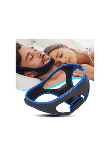 Vkemall Mavi Kenarlı Üçgen Tipi Uyku Çene Kayışı - Fiziksel Yardımcı, Konforlu Malzeme, Kolay Kullanim Ve Ayarlama